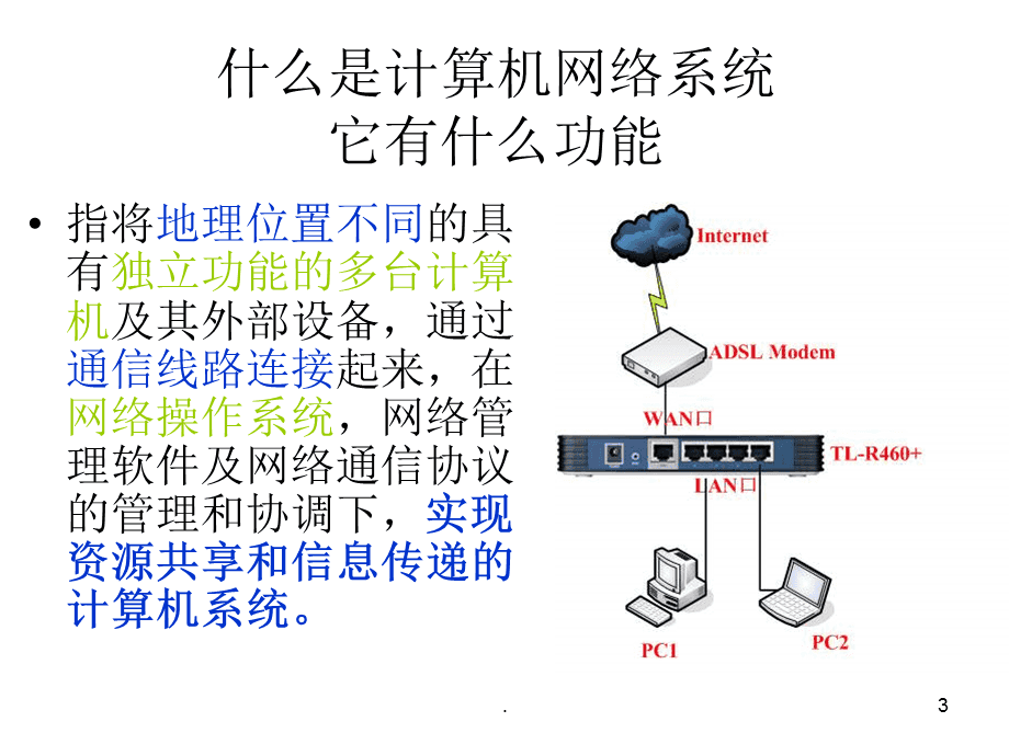 計算機網絡系統的組成、功能、分類及常見網絡設備認識PPT精選文檔